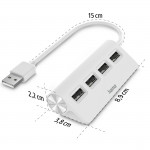 USB rozbočovač, 4 porty, USB 2.0, 480 Mbit/s, biela USB rozbočovač, 4 porty, USB 2.0, 480 Mbit/s, biela