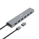 USB‑hub, 7 portov, USB 3.2 Gen1, 5 Gbit/s, adaptér + napájanie USB‑hub, 7 portov, USB 3.2 Gen1, 5 Gbit/s, adaptér + napájanie