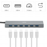 USB‑hub, 7 portov, USB 3.2 Gen1, 5 Gbit/s, adaptér + napájanie USB‑hub, 7 portov, USB 3.2 Gen1, 5 Gbit/s, adaptér + napájanie