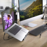 Connect2Office Stand USB-C Docking Station, Notebook Holder, 12 Ports