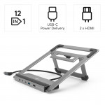 Connect2Office Stand USB-C Docking Station, Notebook Holder, 12 Ports