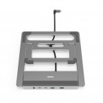 Connect2Office Stand USB-C Docking Station, Notebook Holder, 12 Ports