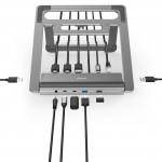Connect2Office Stand USB-C Docking Station, Notebook Holder, 12 Ports
