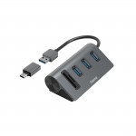 USB hub a čítačka kariet, 5 portov, USB-C adaptér