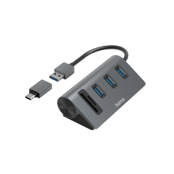 USB hub a čítačka kariet, 5 portov, USB-C adaptér