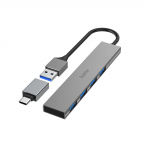 USB‑hub, 4 porty, USB 3.2 Gen1, 5 Gbit/s, ultra tenký, USB‑C adaptér