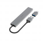 USB‑hub, 4 porty, USB 3.2 Gen1, 5 Gbit/s, ultra tenký, USB‑C adaptér