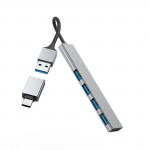 USB‑hub, 4 porty, USB 3.2 Gen1, 5 Gbit/s, ultra tenký, USB‑C adaptér