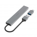 USB‑hub, 4 porty, USB 3.2 Gen1, 5 Gbit/s, ultra tenký, USB‑C adaptér