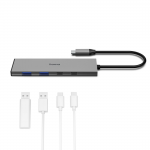 USB‑C rozbočovač, 4 porty, 2x USB‑A, 2x USB‑C, USB 3.2 Gen2, PD