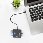 USB Card Reader, USB-A, with USB-C Adapter, USB 3.2 Gen1, SD/micro-SD/CF/MS USB Card Reader, USB-A, with USB-C Adapter, USB 3.2 Gen1, SD/micro-SD/CF/MS