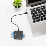 USB Card Reader, USB-A, with USB-C Adapter, USB 3.2 Gen1, SD/micro-SD/CF/MS USB Card Reader, USB-A, with USB-C Adapter, USB 3.2 Gen1, SD/micro-SD/CF/MS