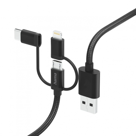 3v1 nabíjací kábel USB‑A – Micro‑USB/USB‑C/Lightning, 1,5 m 3v1 nabíjací kábel USB‑A – Micro‑USB/USB‑C/Lightning, 1,5 m