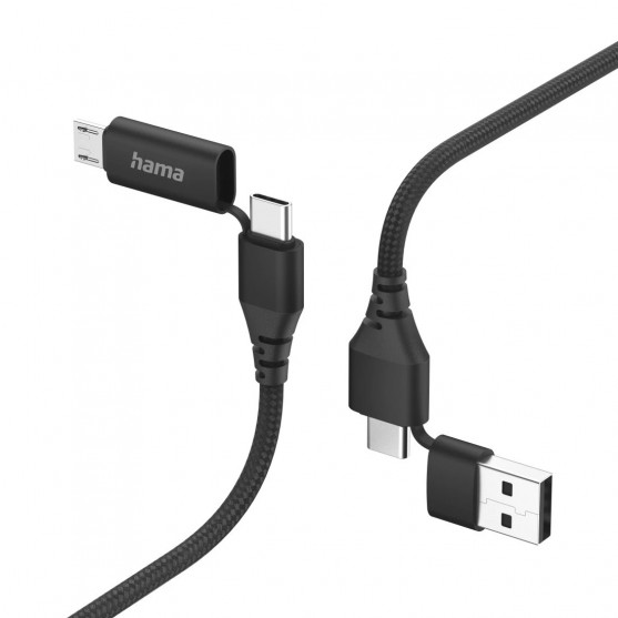 4v1 nabíjací kábel USB‑A/USB‑C – USB‑C/Micro‑USB, 1,5 m