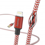 Nabíjací kábel Reflective, USB-A - Lightning, 1,5 m, nylon, červený