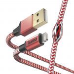 Nabíjací kábel Reflective, USB-A - Lightning, 1,5 m, nylon, červený