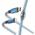 Nabíjací kábel Reflective, USB-C - Lightning, 1,5 m, nylon, modrý Nabíjací kábel Reflective, USB-C - Lightning, 1,5 m, nylon, modrý