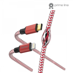 Reflective Charging Cable, USB-C - Lightning, 1.5 m, Nylon, red