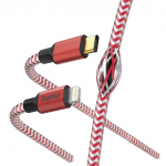 Reflective Charging Cable, USB-C - Lightning, 1.5 m, Nylon, red Reflective Charging Cable, USB-C - Lightning, 1.5 m, Nylon, red