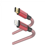 Reflective Charging Cable, USB-C - Lightning, 1.5 m, Nylon, red Reflective Charging Cable, USB-C - Lightning, 1.5 m, Nylon, red