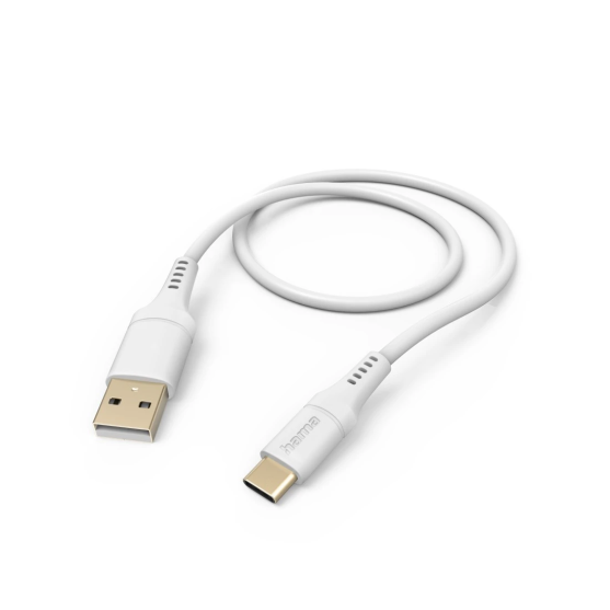 Nabíjací kábel Flexibilný, USB-A - USB-C, 1,5 m, silikón, biely