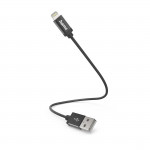 Nabíjací kábel, USB-A - Lightning, 0,2 m, nylon, čierny