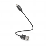 Nabíjací kábel, USB-A - Lightning, 0,2 m, nylon, čierny