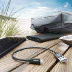 Nabíjací kábel, USB-A - Lightning, 0,2 m, nylon, čierny