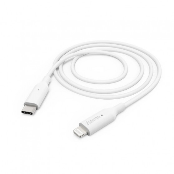 Nabíjací kábel, USB-C - Lightning, 1 m, biely
