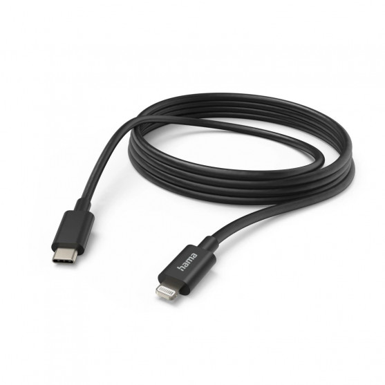 Nabíjací kábel, USB-C - Lightning, 3 m, čierny
