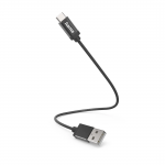 Nabíjací kábel, USB-A - USB-C, 0,2 m, nylon, čierny