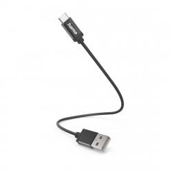 Nabíjací kábel, USB-A - USB-C, 0,2 m, nylon, čierny