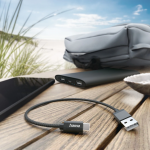 Nabíjací kábel, USB-A - USB-C, 0,2 m, nylon, čierny