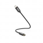 Nabíjací kábel, USB-C - Lightning, 0,2 m, nylon, čierny