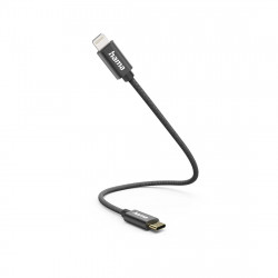 Nabíjací kábel, USB-C - Lightning, 0,2 m, nylon, čierny