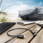 Nabíjací kábel, USB-C - Lightning, 0,2 m, nylon, čierny