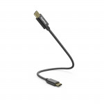Kábel USB-C 2.0 typ C-C 0,2 m, opletený, čierny