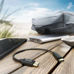 Kábel USB-C 2.0 typ C-C 0,2 m, opletený, čierny