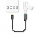 USB adaptér kábel, OTG, USB-C konektor - USB-A zásuvka, 15 cm, čierny