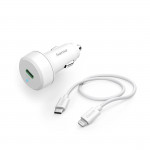 Rýchlonabíjačka do auta s nabíjacím káblom Lightning, PD, 20 W, 1 m, biela