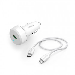 Rýchlonabíjačka do auta s nabíjacím káblom Lightning, PD, 20 W, 1 m, biela