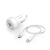 Rýchlonabíjačka do auta s nabíjacím káblom Lightning, PD, 20 W, 1 m, biela