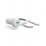 Rýchlonabíjačka do auta s nabíjacím káblom Lightning, PD, 20 W, 1 m, biela