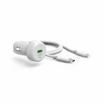 Rýchlonabíjačka do auta s nabíjacím káblom Lightning, PD, 20 W, 1 m, biela