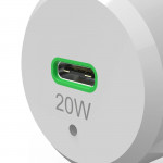 Rýchlonabíjačka do auta s nabíjacím káblom Lightning, PD, 20 W, 1 m, biela