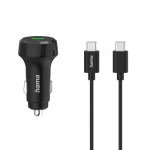 Set: rýchla USB nabíjačka do vozidla USB-C PD/QC 25 W + kábel USB C-C 1 m