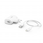 Nabíjačka s nabíjacím káblom Lightning, 12 W, 1 m, biela