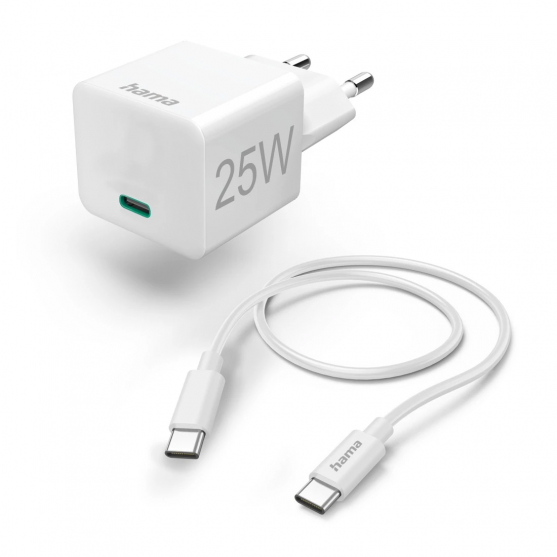 Rýchla USB nabíjačka USB-C PD/QC 25 W, kábel USB-C 1,5 m, biela Rýchla USB nabíjačka USB-C PD/QC 25 W, kábel USB-C 1,5 m, biela