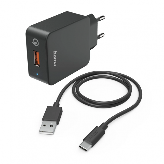 Set: rýchla USB nabíjačka QC 3.0 19,5 W + kábel USB A-C 1,5 m Set: rýchla USB nabíjačka QC 3.0 19,5 W + kábel USB A-C 1,5 m