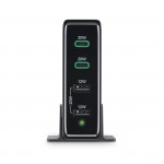 Rýchla stolná USB nabíjačka so stojančekom, 2x USB-C PD/QC, 2x USB-A, 60 W